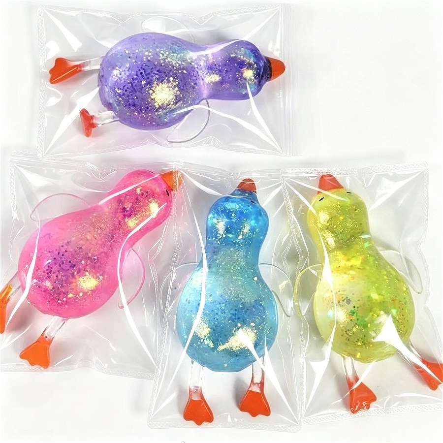 Glitter Duck Squeeze Toy, Soft Moldable